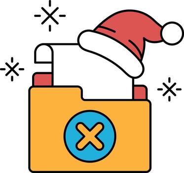 A file folder with a hat on top and an X on the bottom vector