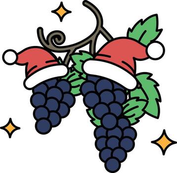 Two grapes with hats on them vector
