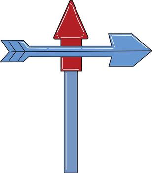 Red Blue Direction Signpost Up Right Arrows Choice Decision Path Options Future Guide vector