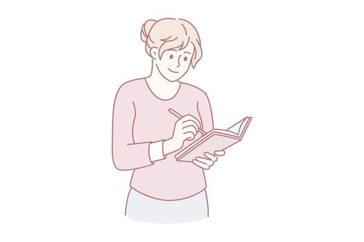 Making notes and writing diary concept vector