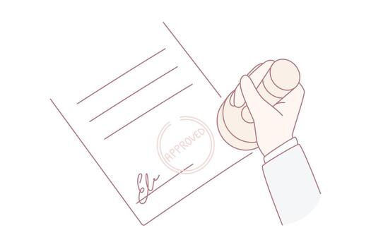 Verification and approval of official document concept vector
