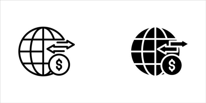 International money transfer pixel perfect linear icon. Get paid from another country. Payment method. Thin line illustration. Contour symbol. outline drawing. Editable stroke. Arial font used vector