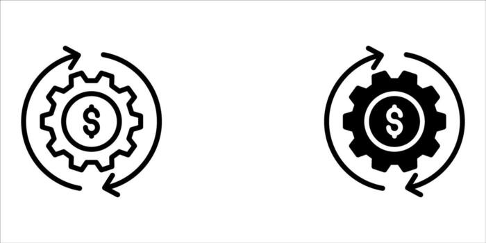 Operating Expenses Icons set Circular Gear Icons with Dollar Sign and Arrows Design vector