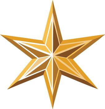 Golden Six-Pointed Star Icon, Shiny Geometric Award Symbol vector