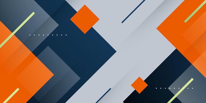 resumen superposición geométrico cuadrado bandera antecedentes diseño. naranja y azul color concepto horizontal antecedentes. vector