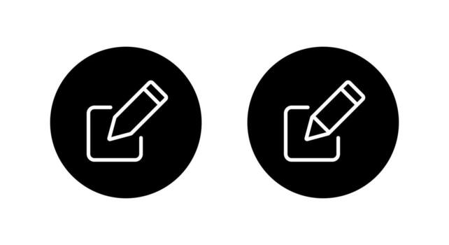 Edit pencil icon in black circle. Write and compose symbol. Create and modify content sign vector