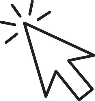 un negro y blanco contorno de un ratón cursor señalando arriba vector