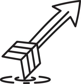 An arrow pointing down into a puddle vector