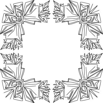 Square Decorative Frame with Polygonal Leafline Pattern Abstract Ornamental Border vector