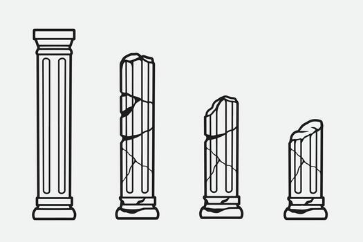 set of pillar with outline style good for, icon, symbol, element design, coloring book, etc vector