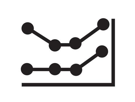 A graph line with dots on it vector