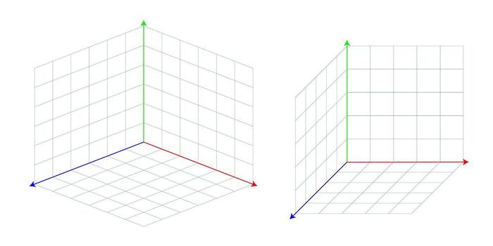 3d cartesian coordinate grid with X Y Z axes. Three dimensional math system illustration. Abstract geometric wireframe background isolated on white. Educational design for science vector