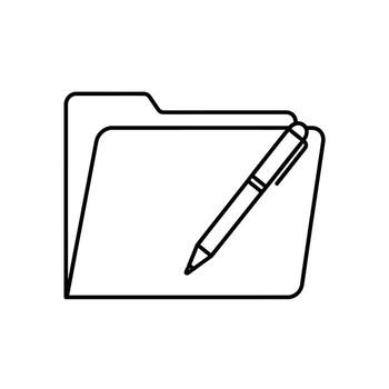 Document Filing System A Pen Resting on a Folder Representing Writing and Organization vector