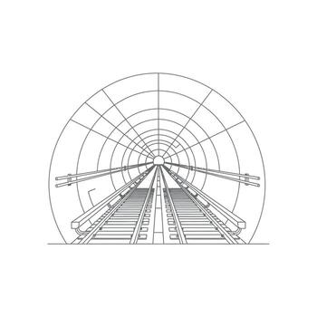 Railway Tunnel Perspective A Linear Illustration of Tracks and Structure vector