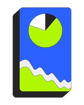 Pie graph and line chart rectangle shape 2D cartoon object. Performance analysis. Piechart, trend stats vertical rectangular button isolated element flat clip art on white. Spot illustration vector