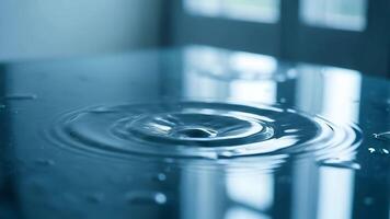 Water drop creating concentric ripples on a dark reflective surface concentric circles video