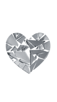 Broken Shattered Glass Heart on Transparent Background png