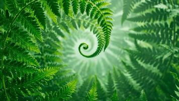 ormbunke ormbunksblad vecklas ut i de pacific nordväst skog formning en perfekt Fibonacci sekvens video