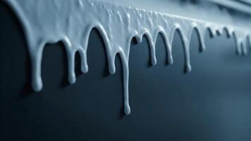 blanco líquido gotea abajo un oscuro superficie creando resumen patrones en lento movimiento video