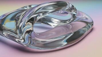 Abstract Glass Torus Object Reflects Light on Gradient Surface video