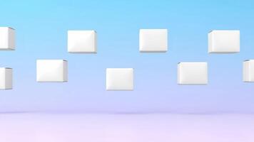 White Boxes Floating Against Gradient Background on a Bright Day video