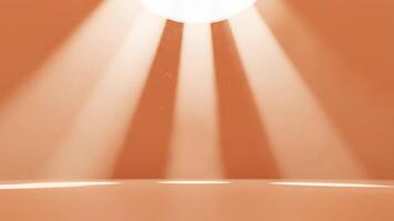 studio ljus lyser ner till ett orange uppsättning med tre balkar skapande fläckar på de golv video