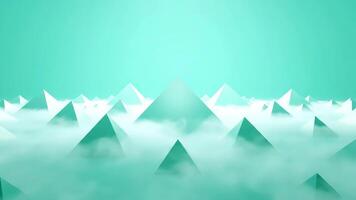 pyramider flytande ovan moln mot azurblå himmel bakgrund video