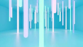 leggero tubi sospeso nel un' blu vuoto camera la creazione di freddo astratto design video