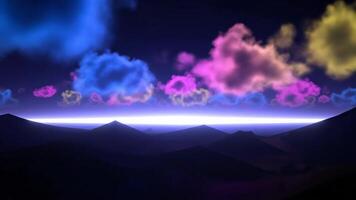 Mystical Sky Over Mountains With Colorful Clouds at Night video