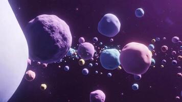 färgrik asteroider kretsande i yttre Plats i djup Plats video