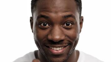 man ler medan ser på hans mobil enhet på en enkel bakgrund video