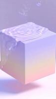 Water Droplets Fall On Geometric Cube In Pastel Colors Studio video