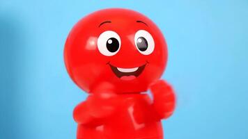 rojo edificio bloquear personaje sonriente en un azul antecedentes durante el día video