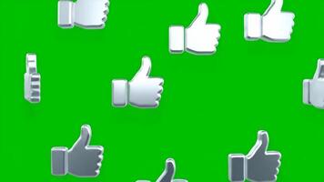 tycka om knappar flytande ner på grön skärm bakgrund för lätt sammansättning video