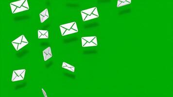 kuvert är faller på en grön skärm bakgrund för animering använda sig av video