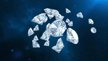 flytande ruter glitter mot en mörk blå Plats bakgrund, skapande en fascinerande visa video