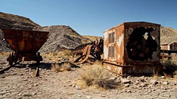 esplorando abbandonato il mio strutture nel il Nevada deserto durante luce del giorno video
