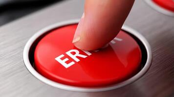 Red Error Button Macro Shot on Brushed Metal Surface video