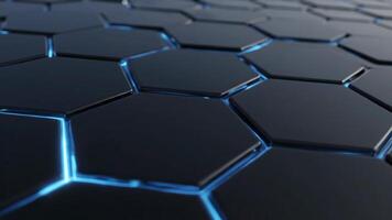 buio esagoni con blu leggero astratto modello sfondo video