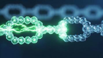 kristall blockchain kedja länkar teknologi på mörk blå bakgrund video