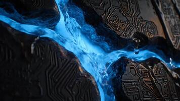 Glowing Water Flows on Patterned Rock at an Unknown Location video