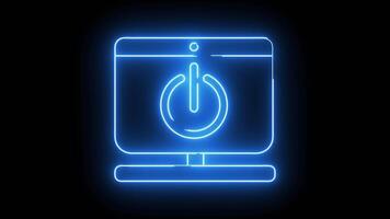 övervaka skärm ikon och kraft knapp ikon med neon effekt video