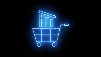 carrinho ícone e solta baixa gráfico ícone com néon efeito video