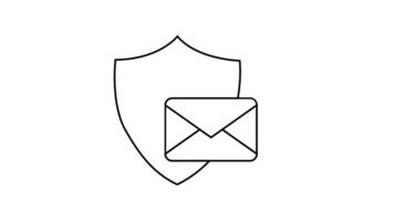skydda och meddelande ikon skiss med vit bakgrund video