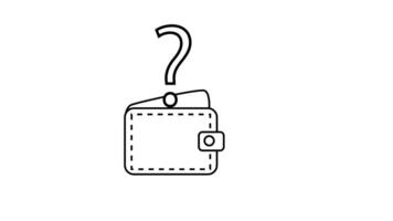 sketch of wallet icon and question mark icon video