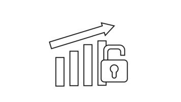 skiss av ett öppen hänglås ikon och en stigande Graf ikon video