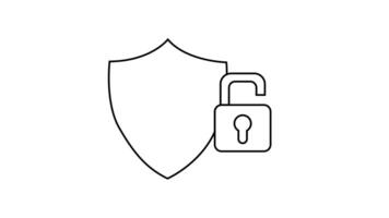 schizzo di un Aperto lucchetto icona e un' scudo icona video