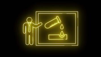 ícone do uma pessoa apresentando em uma borda e ícone do uma químico cilindro do Difícil água video