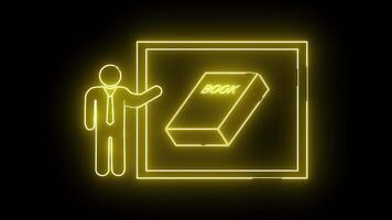 ícone do pessoa apresentando em borda e ícone do livro video