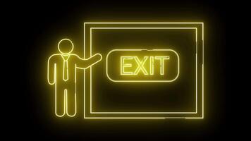 icon of a person presenting on a board and an exit button icon video